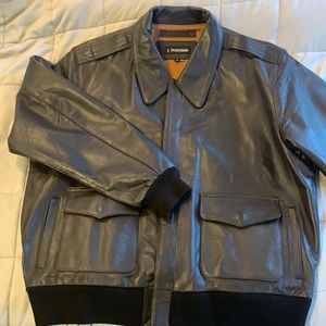 J. Peterman Authentic Flight Jacket brown leather bomber jacket